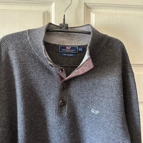 Vineyard Vines - Mixed Texture Button Mock Wool/Cashmere Sweater - Sz XL